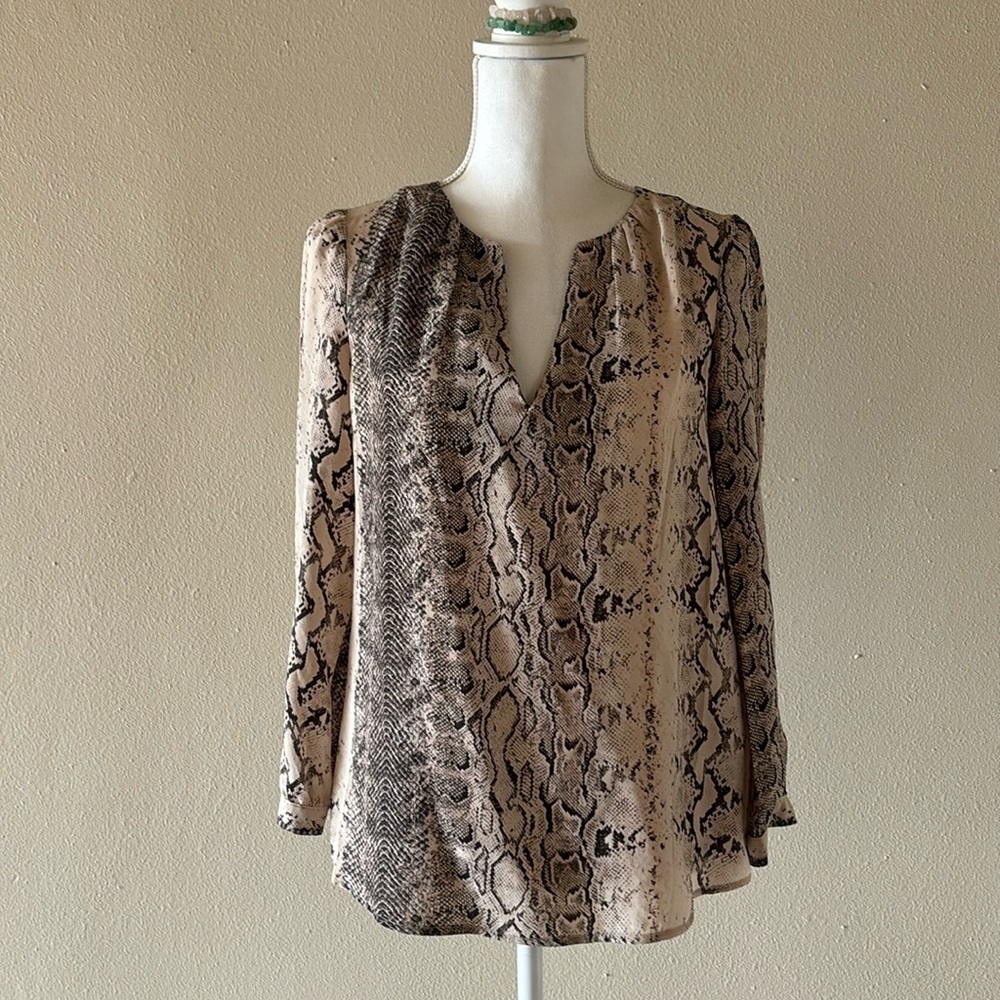 NWOT Joie Neutral Beige Snakeskin Silk Blouse S